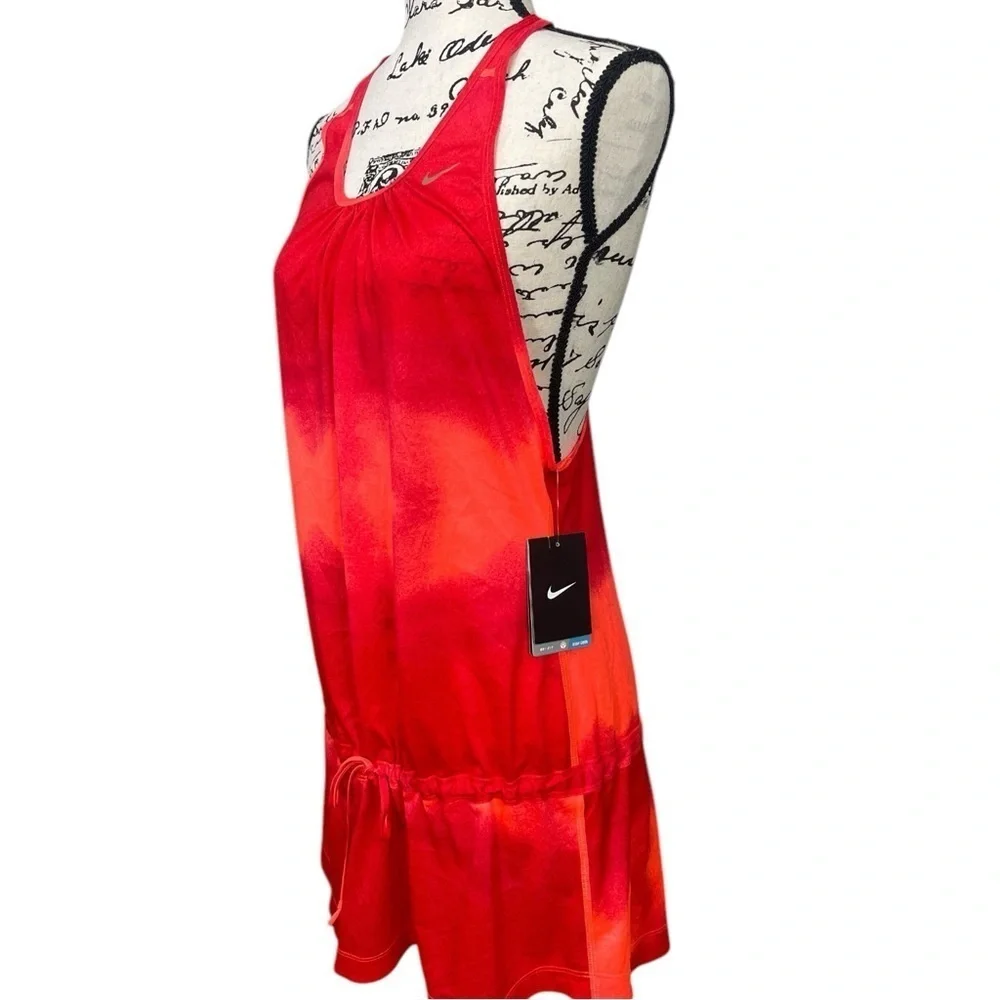 Nike Red and Orange Ombre Athletic Long Tank Dri Fit Size Medium NWT